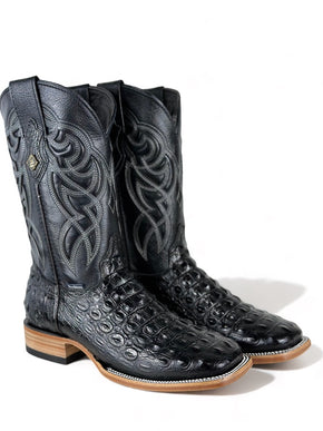 Crocodile Black Lomo De Nilo Print Cowboy Boot