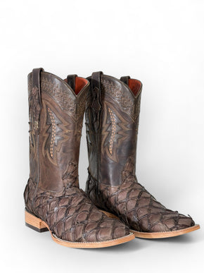 Exotic FishScale Brown Matte Cowboy Boot