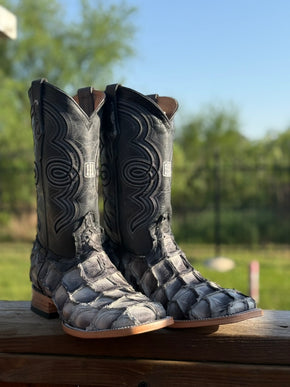 Exotic FishScale Blue Azul Cowboy Boot