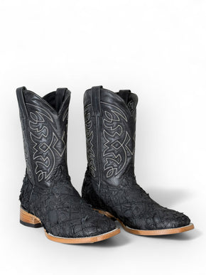 Exotic Rombus FIsh Black Cowboy Boot