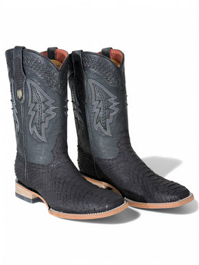 Exotic Python CowBoy Boot Matte Black