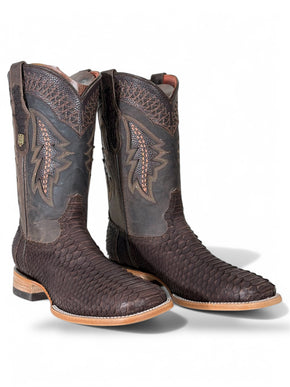 Exotic Python Cowboy Boot Matte Brown