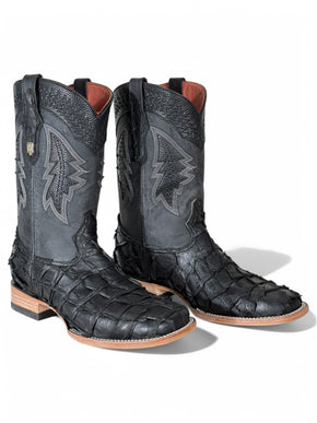 Exotic FishScale Cowboy Boot Matte Black