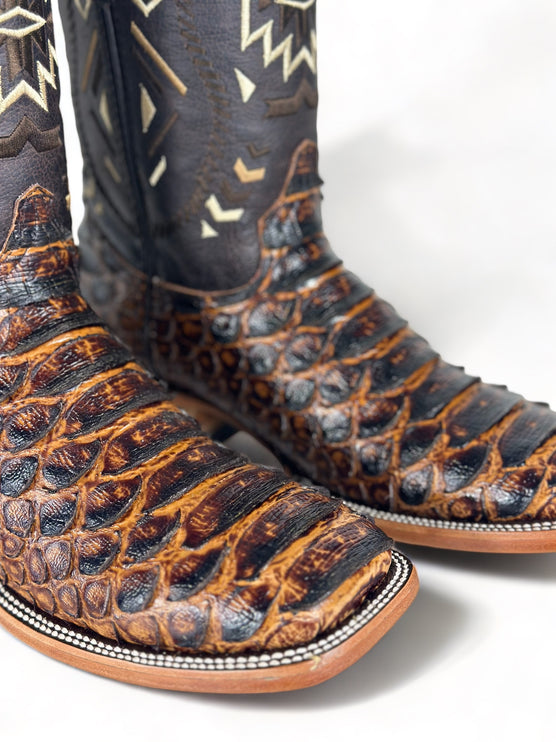 Aztec Rústic Python print Cowboy Boot