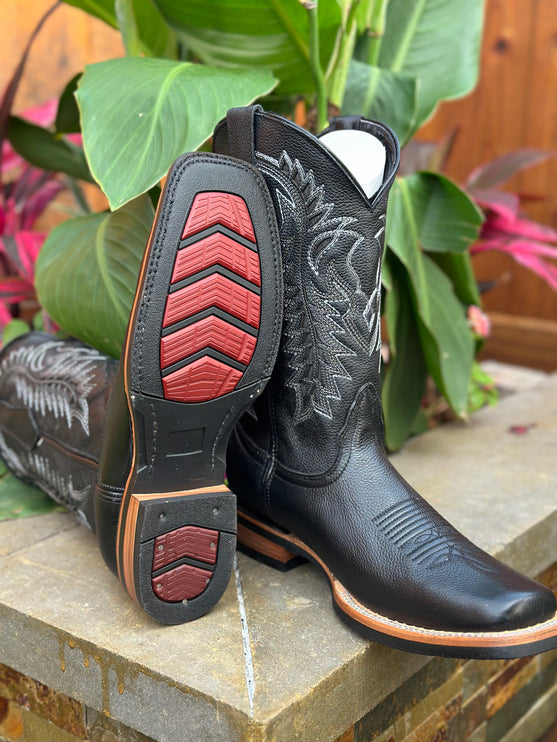 Rush Negro Cowboy Boot Rubber Sole