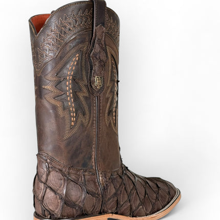 Exotic FishScale Brown Matte Cowboy Boot