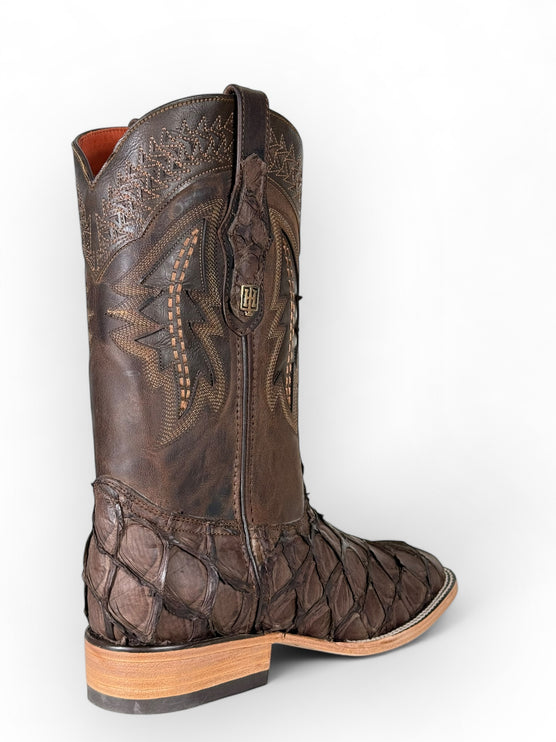 Exotic FishScale Brown Matte Cowboy Boot