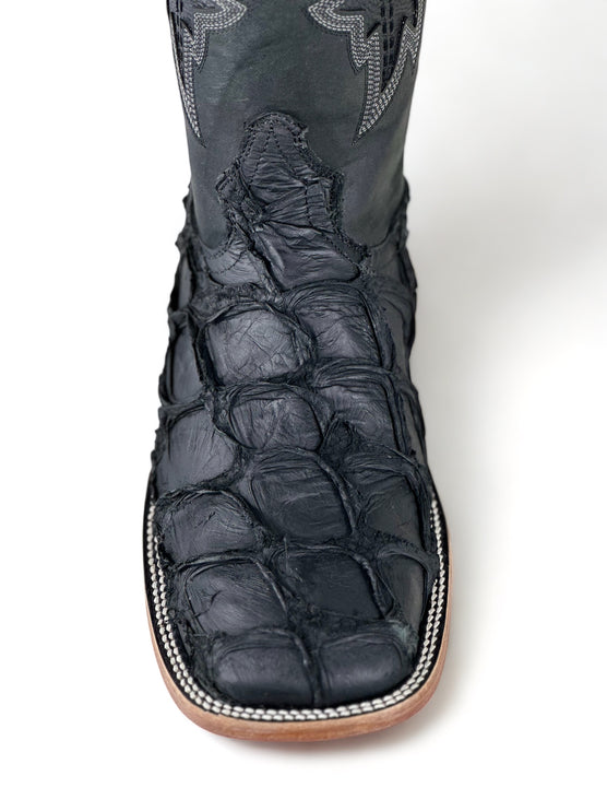 Exotic FishScale CowBoy Boot Matte Black