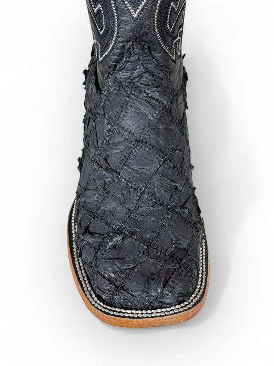 Exotic Rombus FIsh Black Cowboy Boot