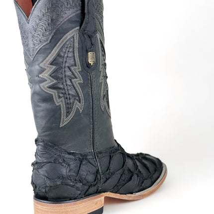 Exotic FishScale CowBoy Boot Matte Black