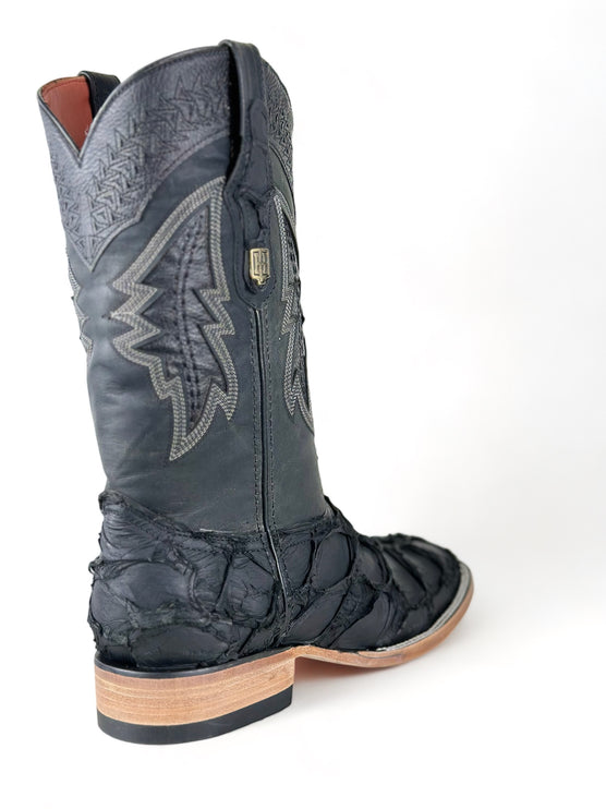 Exotic FishScale CowBoy Boot Matte Black