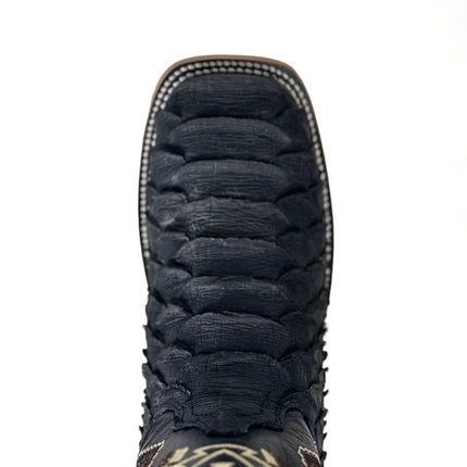 Python Print Clon Negro Matte Cowboy Boot