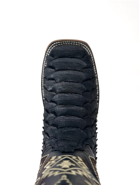 Python Print Clon Negro Matte Cowboy Boot