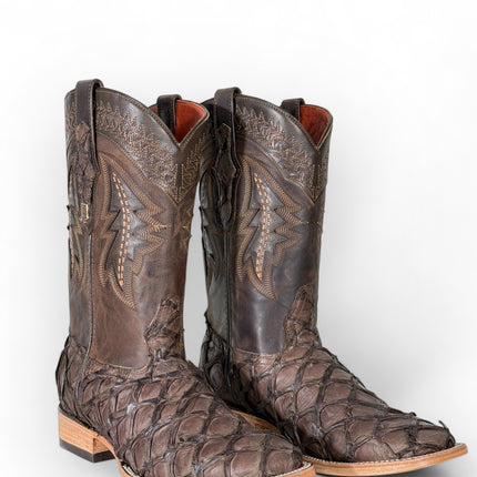 Exotic FishScale Brown Matte Cowboy Boot