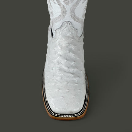 White Ostrich Cowboy Boot