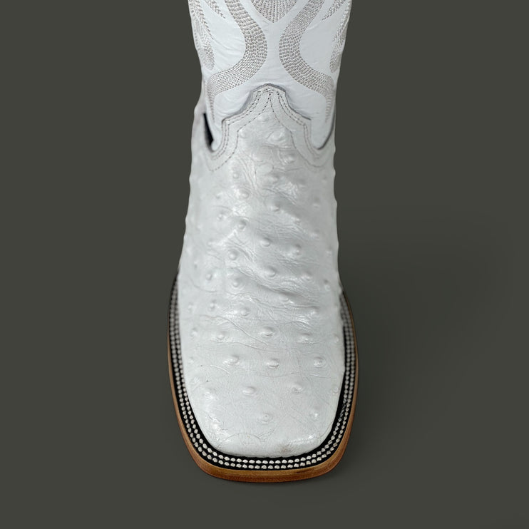 White Ostrich Cowboy Boot