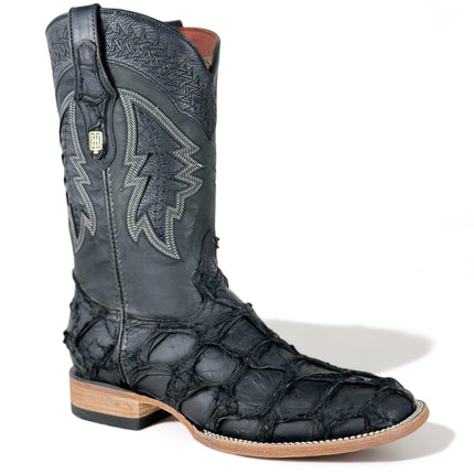 Exotic FishScale CowBoy Boot Matte Black