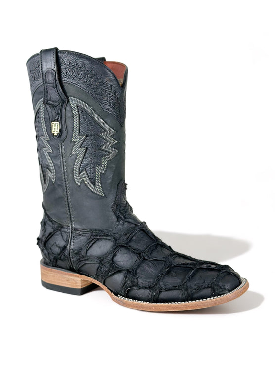 Exotic FishScale CowBoy Boot Matte Black