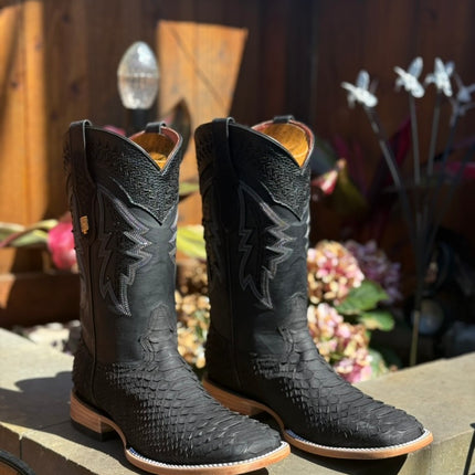 Exotic Python CowBoy Boot Matte Black
