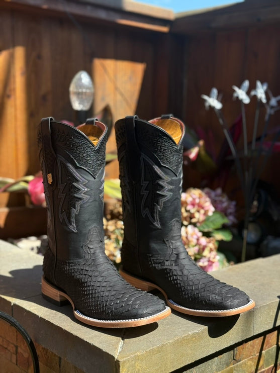 Exotic Python CowBoy Boot Matte Black