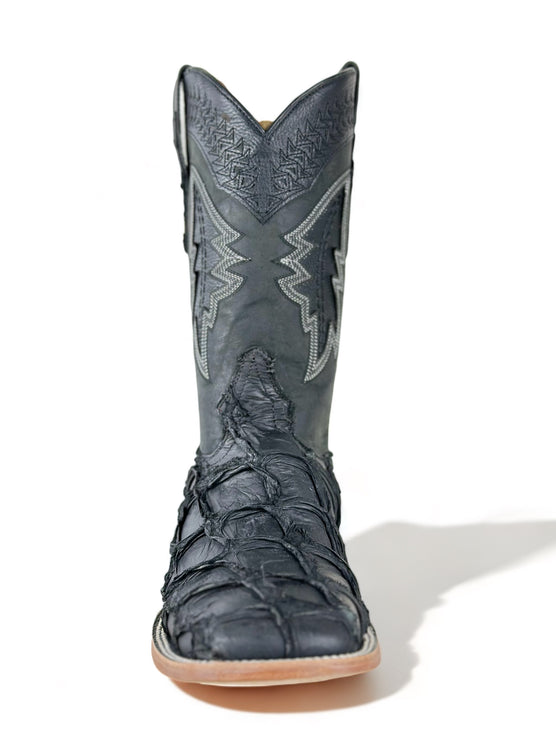 Exotic FishScale CowBoy Boot Matte Black