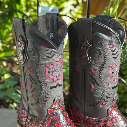 Aztec Cherry Python print Cowboy Boot