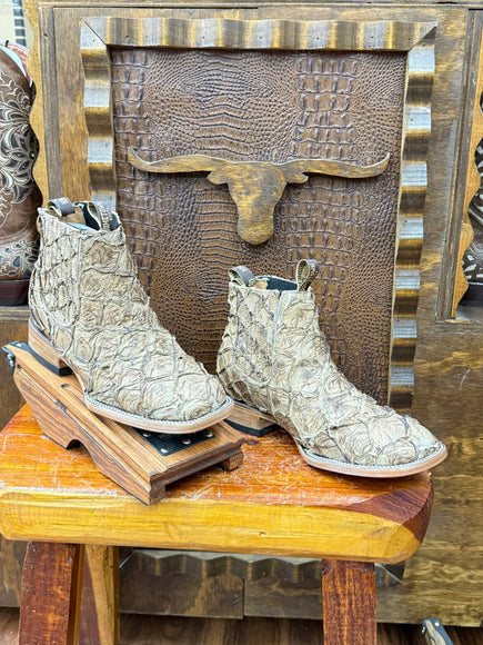 Exotic Fish Scale Orix Matte Cowboy Ankle Boot – AlexBootRanch display picture 1