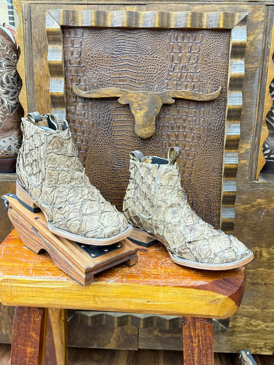 Exotic Fish Scale Orix Matte Cowboy Ankle Boot