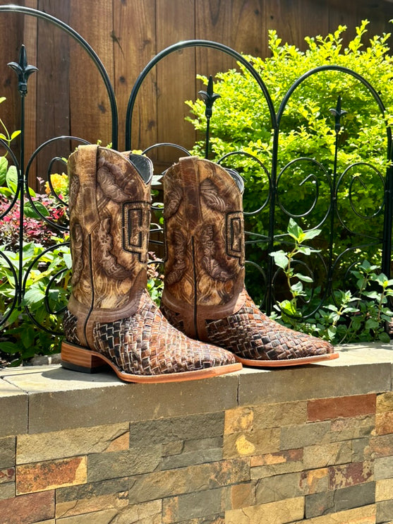 Men's Woven Cowhide Cowboy Boot