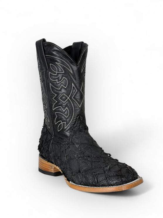 Exotic Rombus FIsh Black Cowboy Boot