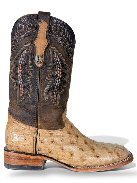 Exotic Ostrich Cowboy Boot Matte Beige