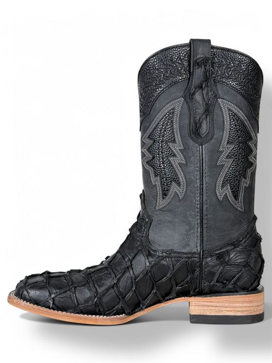 Exotic FishScale Cowboy Boot Matte Black