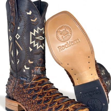 Aztec Rústic Python print Cowboy Boot