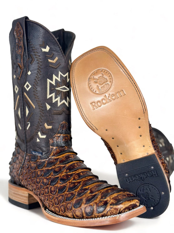 Aztec Rústic Python print Cowboy Boot