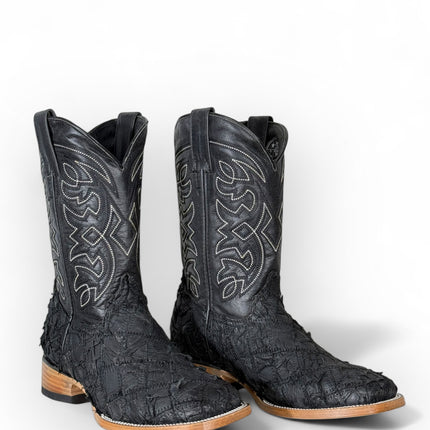 Exotic Rombus FIsh Black Cowboy Boot