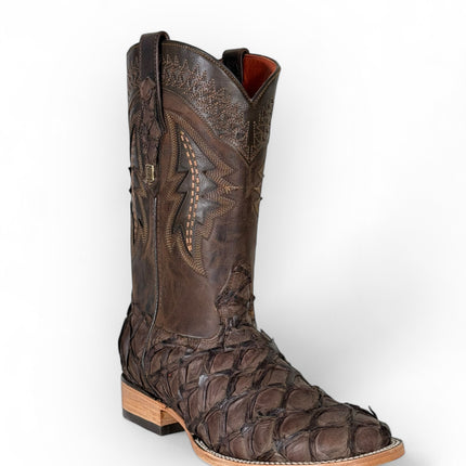 Exotic FishScale Brown Matte Cowboy Boot