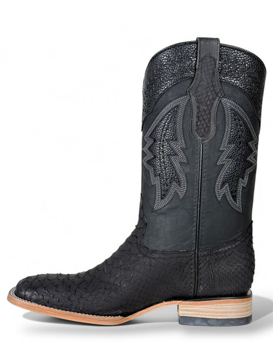 Exotic Python CowBoy Boot Matte Black