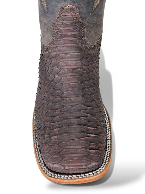 Exotic Python Cowboy Boot Matte Brown