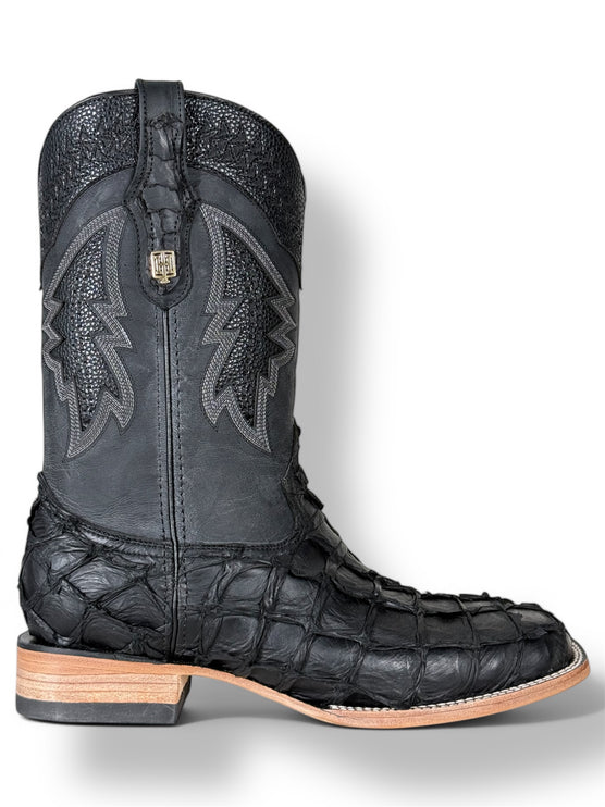 Exotic FishScale Cowboy Boot Matte Black