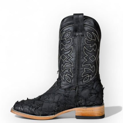 Exotic Rombus FIsh Black Cowboy Boot