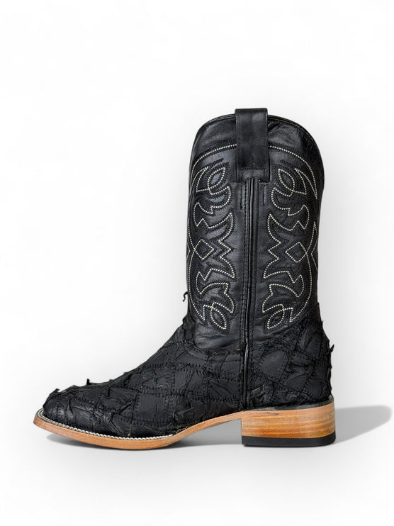 Exotic Rombus FIsh Black Cowboy Boot