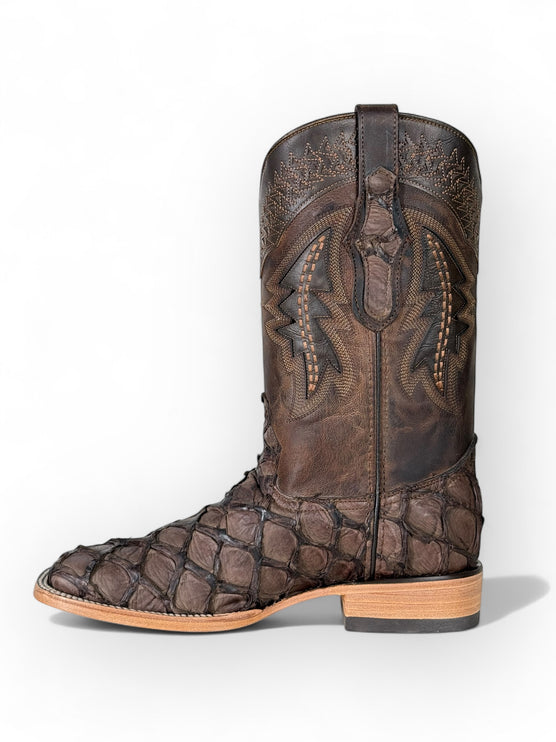 Exotic FishScale Brown Matte Cowboy Boot
