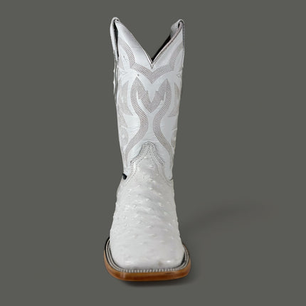 White Ostrich Cowboy Boot