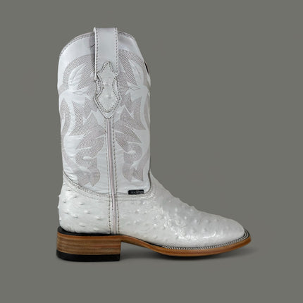 White Ostrich Cowboy Boot