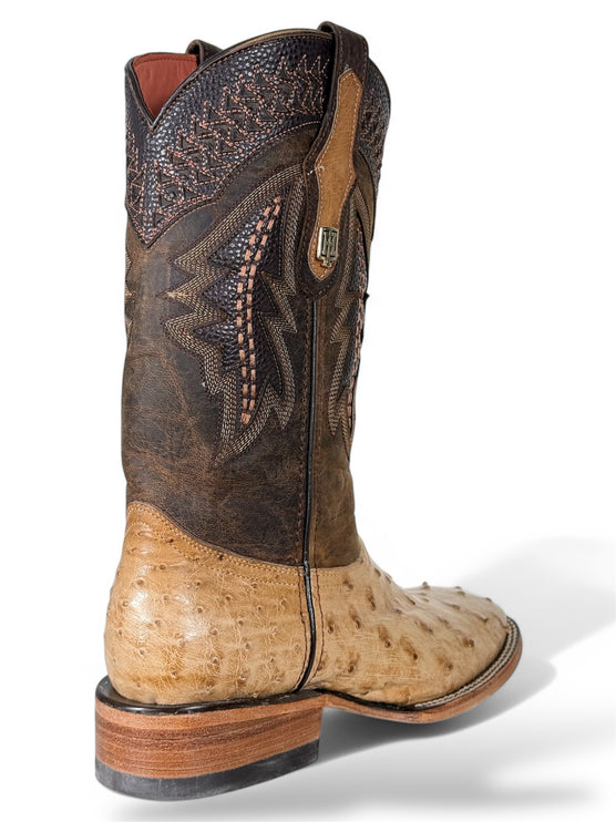 Exotic Ostrich Cowboy Boot Matte Beige