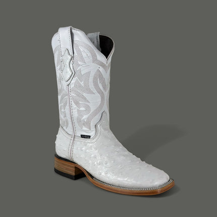 White Ostrich Cowboy Boot