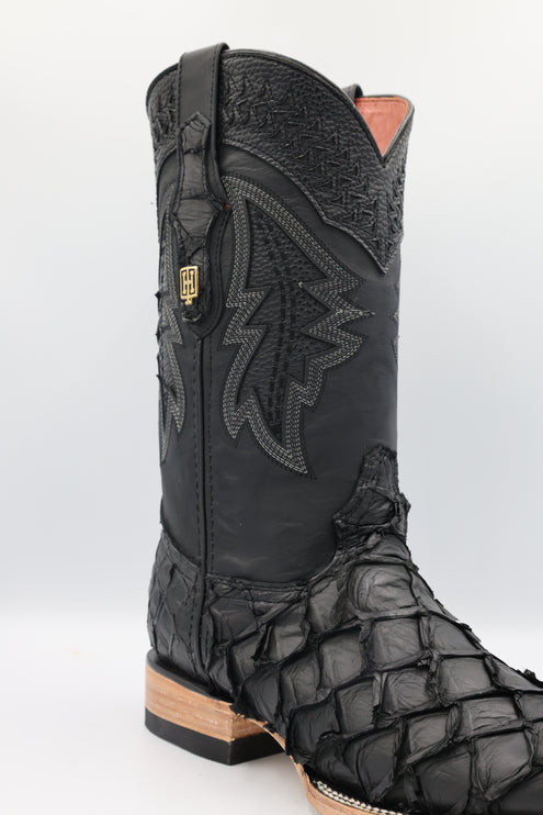 Exotic FishScale Cowboy Boot Matte Black