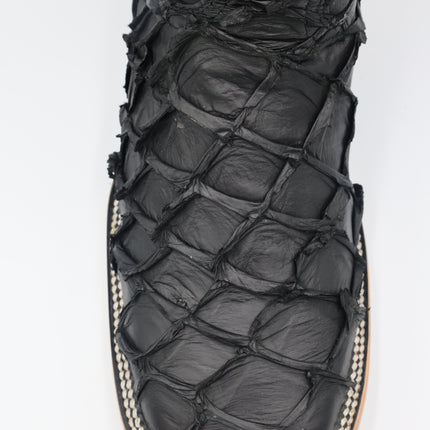 Exotic FishScale Cowboy Boot Matte Black