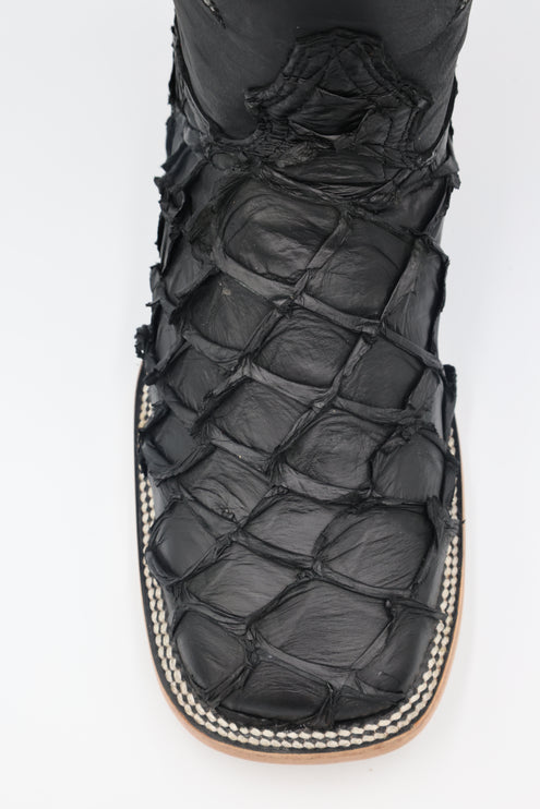 Exotic FishScale Cowboy Boot Matte Black