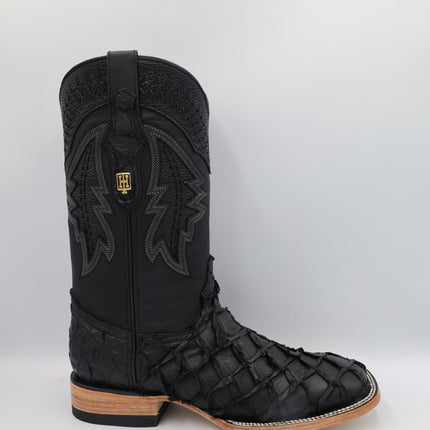 Exotic FishScale Cowboy Boot Matte Black